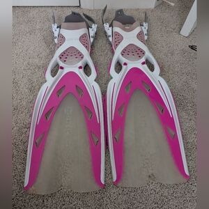 Women's Pink and Gray Diving Fins - Mares X-Stream Open Heel Fins